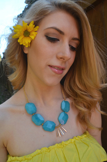 Blue Chalcedony Side Spears Necklace